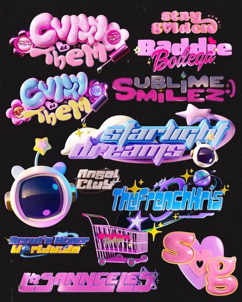 Girly Logo, Bubble Font, Graphic Shapes Design, 3d Logo Design, 3d Font, Aesthetic Fonts, Artist Logo, Graphic Design Fonts, Web Graphic Design