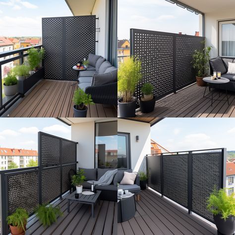 midjourney balcony divider idea Balcony Railing Design Privacy, Terrace Partition, Balcony Divider, Balcony Privacy Ideas, Hotel Balcony, Balcony Privacy, Balcony Railing Design, Small Balcony Garden, Bungalow Renovation