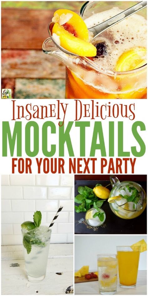 Simple Mocktail Recipes You'll LOVE! #Mocktails #MocktailRecipes #NonAlcoholic Fruit Punch Mocktail, Pitcher Mock Tails, Simple Mocktail, Cranberry Sangria, Easy Mocktail Recipes, Virgin Cocktails, York Peppermint Patty, Mojito Mocktail, Beverage Bar