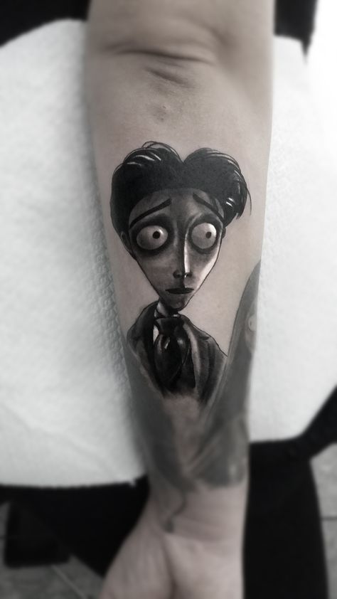 Victor Tattoo, Corpse Bride Tattoo, Bride Tattoo, Tim Burton Tattoo, Brides With Tattoos, Sleeves Ideas, Sleeve Ideas, Corpse Bride, Tattoo Work