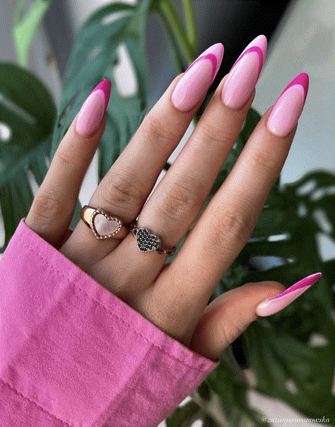 37  Perfect Summer Nails To Obsess Over in 2024! Almond Acrylic Nails Designs, Pink Tip Nails, Nails For Summer, Sunset Hues, Vibrant Nails, Makijaż Smokey Eye, Almond Nails Designs, Nails Aesthetic, Almond Acrylic Nails