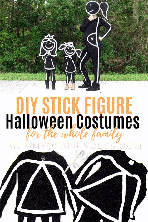 Easy DIY Stick Figure Halloween Costume for the Whole Family Stick Figure Halloween Costume, Diy Costumes For Boys, Stick Figure Costume, Diy Costumes Kids Boys, Halloween Costumes Easy, Stick Diy, Easy Diy Costumes, Idea For Halloween, Hallowen Ideas