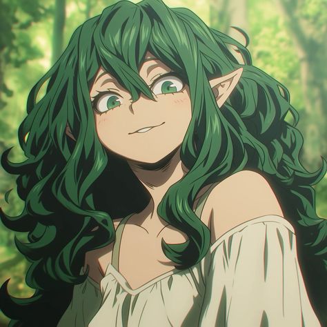 Green Hair Anime, Anime Green Hair, Medieval Girl, Green Hair Girl, Green Elf, My Hero Academia Oc, Mha Ocs, Tomboy Art, Elf Characters