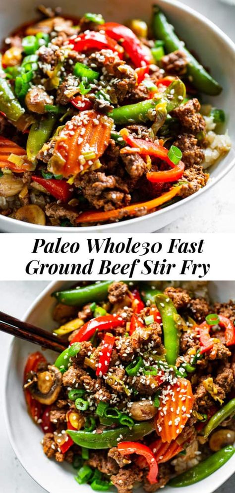 Ground Beef Stir Fry, Keto Stir Fry, Paleo Running Momma, Healthy Ground Beef, Whole30 Keto, Paleo Beef, One Skillet, Beef Stir Fry, Paleo Whole 30