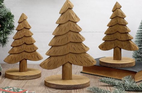 Small Wood Christmas Tree, Farmhouse Christmas Centerpiece, Pine Tree Decor, Handmade Wood Crafts, Rustic Farmhouse Christmas, Wood Trees, Cute Christmas Decorations, Holiday Party Decor, Neutral Christmas Decor