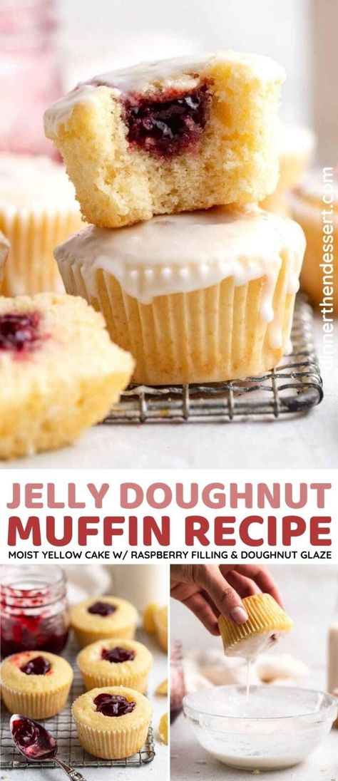 Uses For Raspberry Jam, Jelly Donut Muffins, Jelly Muffins Breakfast, Raspberry Filled Muffins, Baking With Raspberry Jam, Jam Filled Muffins Recipe, Raspberry Jelly Desserts, Cooking With Jam, Uses For Jam