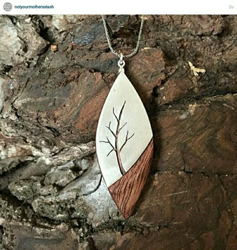 Wooden Jewelery, Wood Jewelery, Wooden Jewellery, Metal Clay Jewelry, Mixed Metal Jewelry, Naha, Wooden Pendant, Wood Jewelry, Ceramic Jewelry