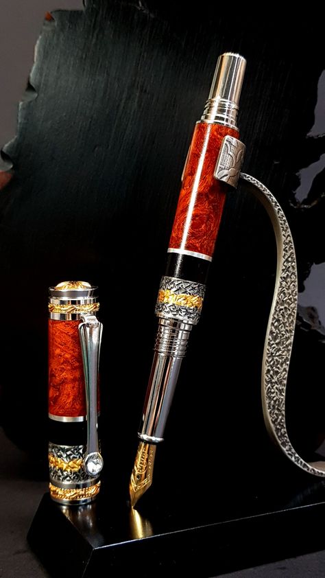 Handmade "Fountain Pen" by SilverMeister Most Expensive Pen, Pen Aesthetic, Handmade Fountain, Expensive Pens, Plum Art, Dark Souls Artwork, Handcrafted Pens, Fancy Pens, Unique Pens