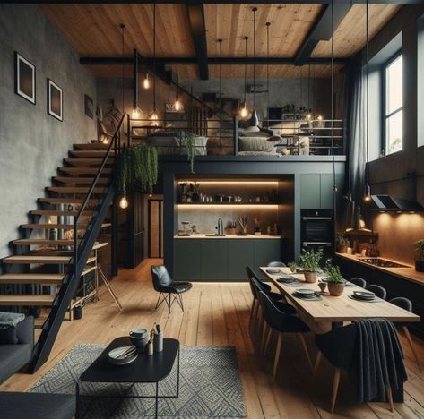 Industrial Loft Apartment Warehouse Living, Loft Type House, Loft Apartment Industrial, Condo Inspiration, Industrial Loft Design, Design Ložnic, Warehouse Living, Loft House Design, Casa Interior