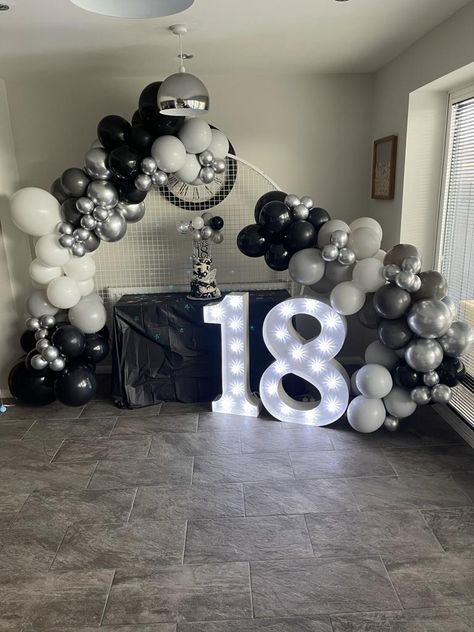 Black Baloon Decorations Simple, 18th Birthday Ideas For Boys Decorations, 17th Birthday Boy Ideas, 18th Boy Birthday Party Ideas, Boys 18th Birthday Decoration Ideas, Simple 18th Birthday Ideas, 18th Birthday Party Ideas For Boys Theme, 18th Birthday Party Ideas Boy, Boy 18th Birthday Ideas