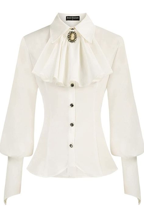 White Victorian Blouse Fancy White Dress, Steampunk Blouse, Victorian Shirt, Steampunk Jacket, Dinner Wear, White Victorian, Victorian Blouse, Buy Clothes Online, White Collared Shirt