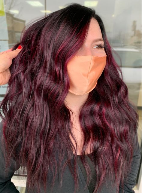 Fun Summer Hair Colors, Plum Burgundy Hair, Merlot Hair Color, Cutest Hairstyles, Burgundy Balayage, Red Balayage Hair, Wine Hair Color, New Hair Look, Plum Hair