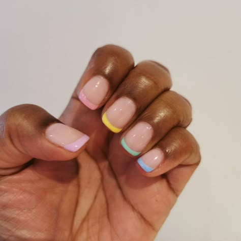 Shellac French manicure with pastel tips Shellac Nail Designs, French Tip Gel Nails, Colored Nail Tips, Gel Nails French, Gel French Manicure, Armband Tattoos, Improve Energy Levels, Simple Gel Nails, Improve Energy