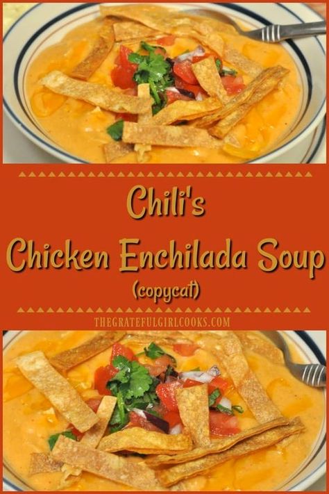 Crockpot Cheesy Chicken Enchilada Soup With Velveeta, Chilis Enchilada Soup Crockpot, Chili’s Chicken Tortilla Soup, Thick Tortilla Soup, Chicken Tortilla Soup With Velveeta, Thick Chicken Tortilla Soup, Chilis Enchilada Soup Copycat, Chilis Chicken Enchilada Soup Recipe, Chilis Enchilada Soup