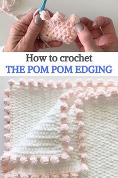 Learn how to make this pom pom border easily with this short video tutorial. Give your new blanket a different touch. #urbakicrochet #crochet #pompomedging #crochetedging #pompom #easycrochet #tipscrochet #techniquecrochet Crochet Edging Patterns Free, Crochet Blanket Edging, Crochet Border Patterns, Border Patterns, Crochet Edges, Crochet Border, Crochet Edgings, Crochet Edging Patterns, Crochet Blanket Designs