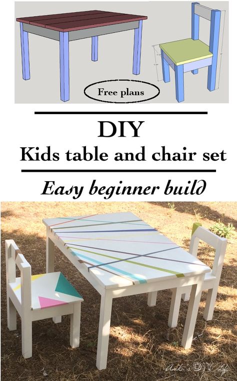 Diy Kids Chair, Kids Woodworking Projects, Diy Kids Table, Kids Table And Chair, Kids Play Table, Woodworking For Beginners, Wood Projects For Beginners, Carpentry Projects, Woodworking Projects For Kids