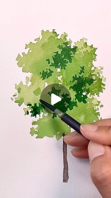 Bush Drawing, Paint A Tree, Yes No, Best Watercolor, Watercolor Flowers Tutorial, Watercolor Beginner, Simple Tree, Start Painting, Flowers Tutorial