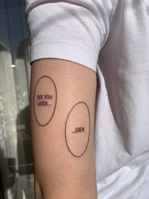 Eren And Mikasa Tattoo, Aot Anime Tattoo Ideas, Small Attack On Titan Tattoo, Armin Arlert Tattoo, Aot Tat, Eren Jaeger Tattoo Ideas, Attack On Titan Tattoo Eren, Eren Yeager Tattoo, Shingeki No Kyojin Tattoo