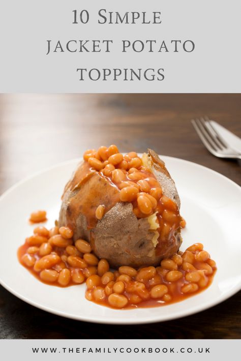 10 Simple jacket potato toppings - The Family Cookbook Healthy Lunch Ideas Vegetarian, Jacket Potato And Beans, Jacket Potato Recipe, Lunch Ideas Vegetarian, Easy Lunch Ideas For Kids, Delicious Lunch Ideas, Jacket Potatoes, Bbq Beans, Simple Jacket