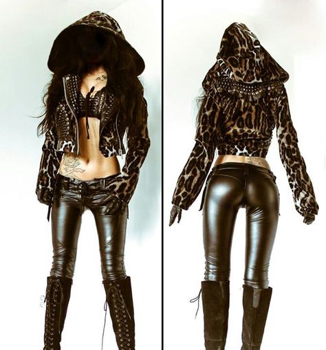 Leopard Toxic Vision, Metal Fashion, Edgy Outfits, 2000s Fashion, Print Hoodie, Rock Style, Punk Fashion, Look Cool, Cute Fashion