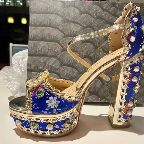 New Azelea Wang Chunky Jeweled Heel “Aim for the Eyes” Azalea Wang Shoes, Luxury Heels, Dressy Shoes, Azalea Wang, Ladies Wear, Heels Outfits, Vintage Heels, 2000s Fashion Outfits, Shoe Inspo