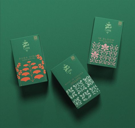 Christmas Tea Packaging, Modern Chocolate Packaging, Tea Brands Packaging, Mid Century Modern Packaging Design, Floral Package Design, Tea Branding Packaging, Modern Food Packaging, Floral Packaging Design, Tea Branding Design