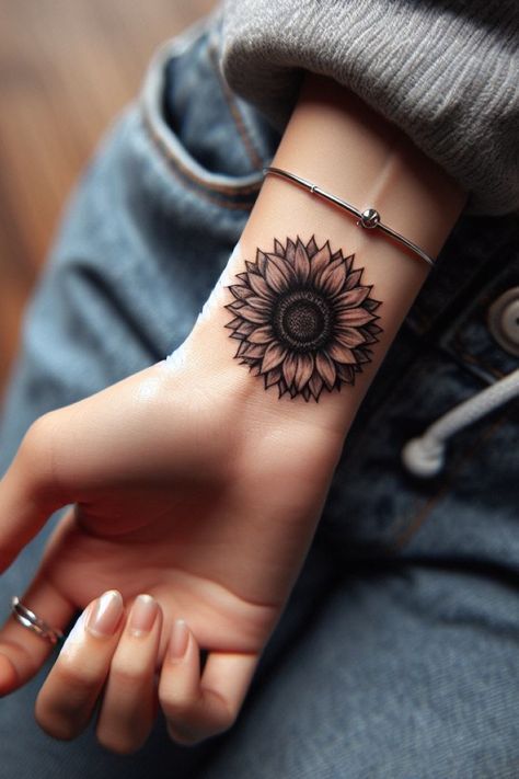 Mini Sunflower Tattoo, Tattoo Ideas Women Arm, Tattoos Men Shoulder, Tattoos Women Arm, Shoulder Tattoos Men, Arm Tattoos Women, Female Arm Tattoos, Men Shoulder Tattoo, Arm Tattoo Ideas Female