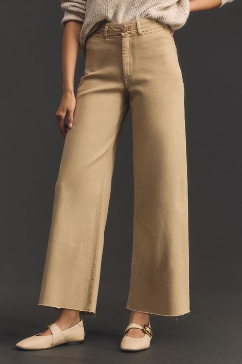 Wide Leg Crop Pants Outfit, Charleston Outfits, Europe Wardrobe, Cropped Pants Outfit, Wes Anderson Style, Natural Gamine, Tan Jeans, Wide Leg Crop Pants, Cropped Wide Leg Jeans