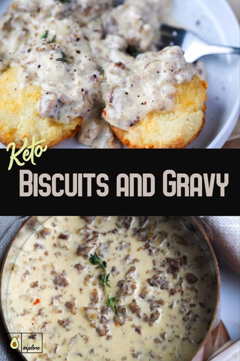 Keto Biscuits And Gravy, Keto Brood, Sausage Gravy And Biscuits, Desayuno Keto, Keto Breakfasts, Keto Biscuits, Keto Diet Breakfast, Low Carb Life, Keto Low Carb Recipes