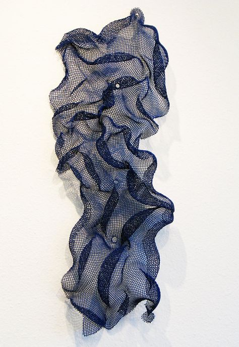 Human Scale Studio; Cobalt Blue Abstract Wire Mesh Wall Art Wire Mesh Art, Boro Textiles, Japanese Boro, Human Scale, Metal Artwork Wall, Group Project, Plaster Art, Metal Art Welded, Metal Art Diy