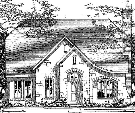 European Exterior, Tudor Cottage, Retirement House, European Cottage, Elevation Plan, Cottage Floor Plans, European House Plans, Small Cottages, European Style House