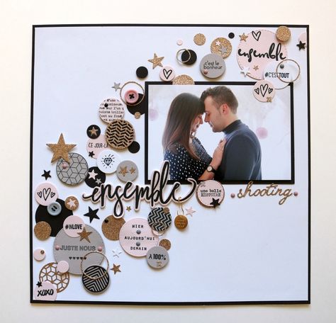 Les Créations d'Is@ de Belley pour Version Scrap Paris 2017 Partie 2 - Florilèges Design Couple Scrapbook, Wedding Scrapbook Pages, Wedding Scrapbooking Layouts, Scrapbook Design Layout, Card Candy, Scrapbook Layout Sketches, Birthday Scrapbook, Family Scrapbook, Photo Album Scrapbooking