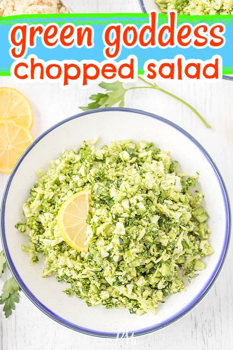 Chopped Green Salad Recipes, Chopped Salad Tiktok, Green Chopped Salad, Greengoddess Salad Recipe, Easy Chopped Salad, Salad Tiktok, Salad And Dressing, Green Goddess Salad, Fresh Herb Recipes