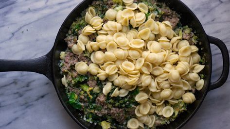 Whole-grain Pasta, Brussels Sprouts, and Sausage Skillet Pasta Brussel Sprouts, Healthy Affordable Meals, Brussel Sprout Pasta, Mexican Street Corn Pasta Salad, Mexican Street Corn Pasta, Street Corn Pasta Salad, Street Corn Pasta, Whole Grain Pasta, Sausage Skillet