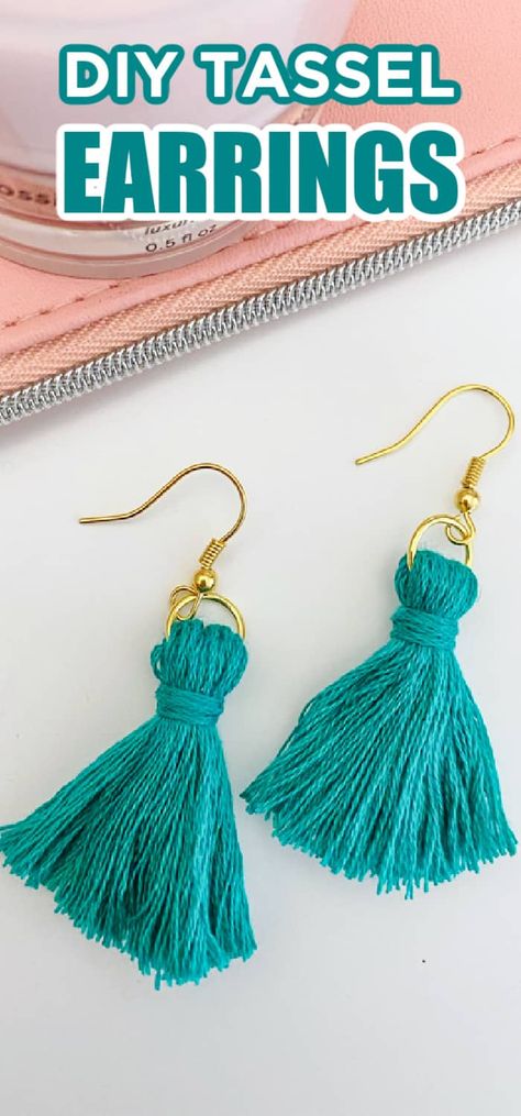 Making Tassel Earrings, Diy Earrings Beads Dangles, How To Make Tassel Earrings, Diy Beaded Earrings Tutorials Simple, How To Make Your Own Earrings, Earing Making Ideas Beads, How To Make Earrings For Beginners, Tassle Earrings Diy, Easy Earrings Diy