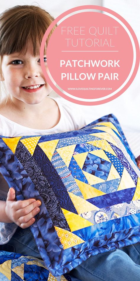 Free Quilt Pattern: Patchwork Pillow Pair Pillow Cover Patterns, All People Quilt, Quilted Pillow Cover, Free Quilt Tutorials, Quilted Pillows, Pillow Covers Pattern, Log Cabin Quilt Pattern, Log Cabin Quilt Blocks, Flying Geese Quilt