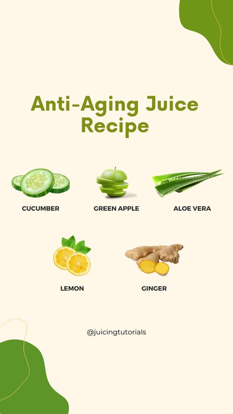 This Anti-Aging Juice provides your body with the nutrients it needs to operate and look its best no matter how old you are. To feel and look younger, here’s a healthy recipe you can try at home. Recipe: 2 cucumber 1/4 aloe vera plant 1 green apple 1/2 lemon 1 piece ginger What makes this drink beneficial? This anti-aging juice can aid you in your rejuvenation journey for this offers many benefits. Vitamin A, a strong antioxidant and anti-aging fighter, is found in cucumbers. In addition t Anti Aging Drinks, Anti Aging Foods Look Younger, How To Make Aloe Vera Juice, Anti Aging Juice Recipes, Alovera Juice, Alkaline Drinks, Aloe Vera Juice Recipes, Glowing Skin Juice, Aloe Vera Juice Benefits