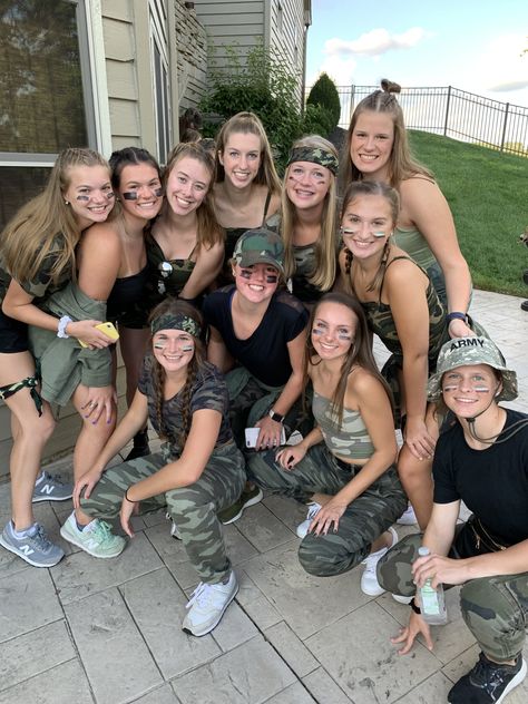 Camo Out Football Game Outfit, Camo Theme Outfit, Camo Party Outfit, Camo Spirit Day Outfit, American Themed Party Outfit, Camo Halloween Costume, Camo Fits, Football Season Outfits, American Themed Party