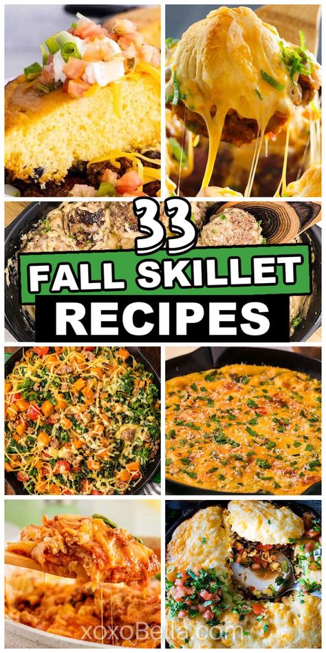 Skillet recipes for fall and winter Fall One Skillet Meals, Fall Skillet Recipes, Fall Skillet Meals, 1 Skillet Meals, Easy Skillet Meals Healthy, Skillet Recipes Dinner, Easy Skillet Recipes, Christmas Main Course Recipes, Iron Meals