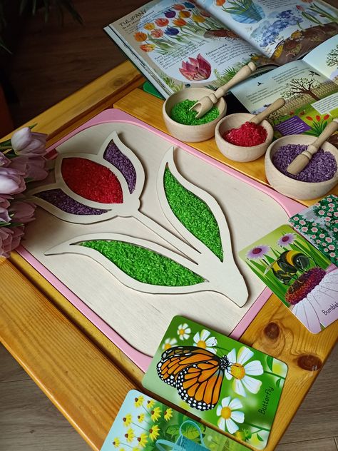 Fillable activity tray Tulip, flisat table insert, trofast bin topper, lid, sensory play, Montessori, themed play, 3D topper przez EduWoodForKids na Etsy Ikea Trofast Bins, Flisat Table, Ikea Flisat, Ikea Trofast, Play Doh, Sensory Activities, Sensory Play, Baby Toddler Toys, Double Face