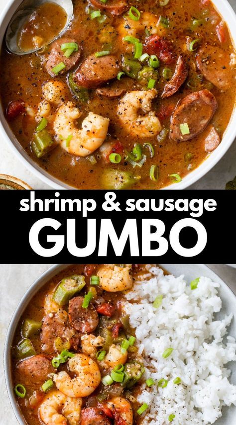 Easy Gumbo Recipe, Easy Gumbo, Gumbo Recipe Easy, Shrimp And Sausage Gumbo, Gumbo Recipe Sausage, Shrimp And Sausage, Sausage Gumbo, Gumbo Recipe, Andouille Sausage