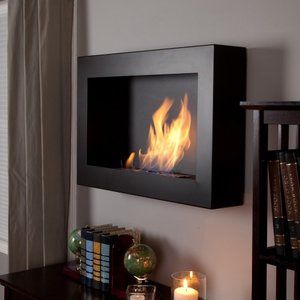 Anywhere Fireplace Soho Black Satin Anywhere Indoor Fireplace $349.00 Fake Fireplaces, Basement Suite, Spare Bathroom, Black Feature Wall, Fireplaces Ideas, Wall Mounted Fireplace, Wall Mount Fireplace, Mounted Fireplace, Condo Remodel