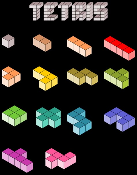 Tetris Interior Design, Tetris Architecture, Tetris Party, Necker Cube, Tetris Art, Tetris Blocks, Tetris Design, 3d Shapes Worksheets, Isometric Cube