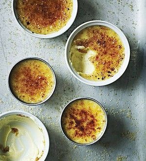 Lemongrass custard cups. Gordon Ramsay Creme Brulee Photography, Custard Cups Recipe, Marry Berry Recipes, Coffee Creme Brulee, Halloween Bonfire, British Baking Show Recipes, Instant Espresso, Cream Brulee, Sauce Tartare