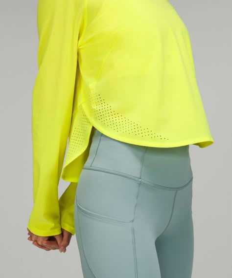 Lululemon Crew Neck UV Protection Running Long Sleeve Shirt - Electric Lemon - lulu fanatics Uv Clothing, Sports Wear Women, Running Short, Womens Long Sleeve Shirts, Sporty Outfits, Sports Wear, Fashion Fits, Winter Fashion Outfits, Outdoor Outfit