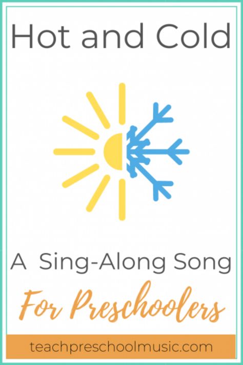 Hot and Cold is an easy song to sing with preschoolers that is a piggy back song to the tune of Jingle Bells. I use this song in my Opposites lesson plan and it’s a simple way to help preschoolers learn to name opposites such as hot and cold, new and old, fast and slow. #preschool #preschoollessonplan #preschoolsongs #Preschoolteacher #preschoolresources #preschoollessonplans #preschoolclassroom Opposite Songs Preschool, Opposites Activities For Toddlers, Opposites Preschool Activities, Hot And Cold Activities Preschool, Song For Preschoolers, Movement Songs For Preschool, Toddler Spring Activities, Opposites Game, Opposites Preschool