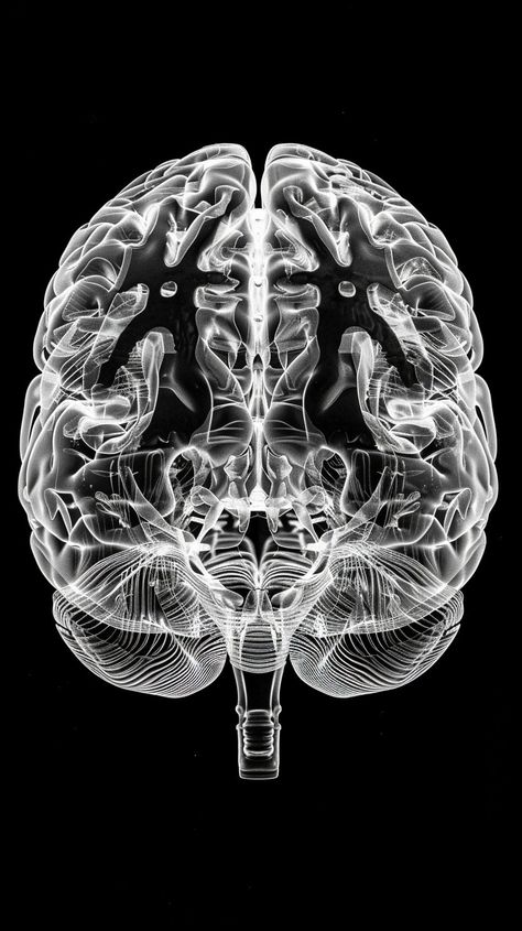 White Image, Front View, The Brain, Brain, Highlights, Medical, Black And White, White, Black