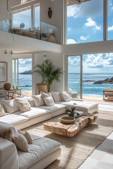 15 Aesthetic Fashionable Coastal Dwelling Room Concepts - Beautiful Harbor- #aesthetic #Coastal #Harbor #Ideas #living #Lovely #Modern #Room Check more at https://howcandothis.com/homedecoration/15-aesthetic-fashionable-coastal-dwelling-room-concepts-beautiful-harbor/ Coastal Concept Interior Design, Greek Coastal Decor, White Couch Living Room Inspiration, Costal House Design, Subtle Coastal Living Room, Modern Beach House Living Room Ideas, Apartment Living Aesthetic, Beach Life Aesthetic House, Costal Interior Living Room