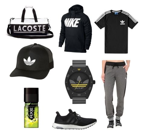 "Mens Gym kit" by anxstazja on Polyvore featuring adidas, NIKE, Lacoste, Axe, mens, men, men's wear, mens wear, male and mens clothing Gym Wear Mens Workout Outfits, Male Gym Outfit, Mens Workout Outfits, Music Silhouette, Gym Clothes For Men, Mens Gym, Gym Kit, Gym Outfit Men, School Dr