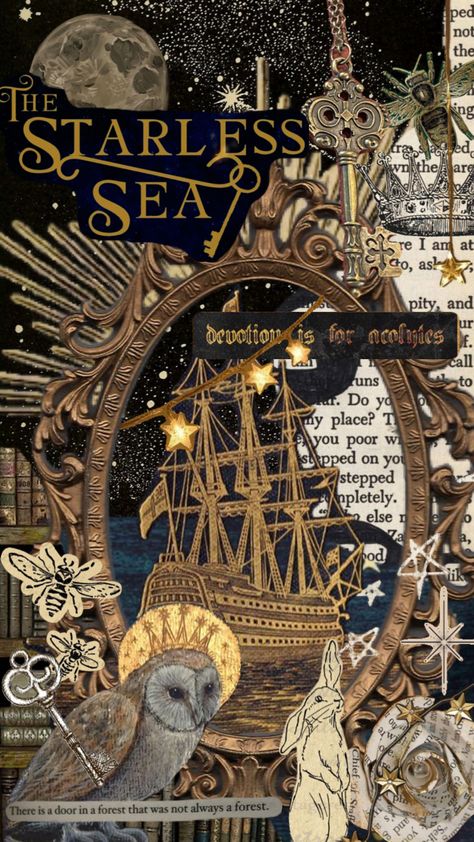 #starlesssea #books Starless Sea Aesthetic, Dnd Character Aesthetic, Sea Moodboard, Reading Journal Spreads, Strange Books, Light Academia Cottagecore, The Starless Sea, Erin Morgenstern, Sun Princess